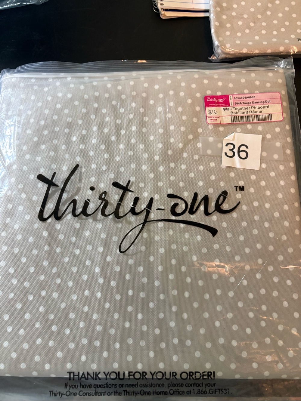 thirty-one Taupe and White Polka Dot Pinboard